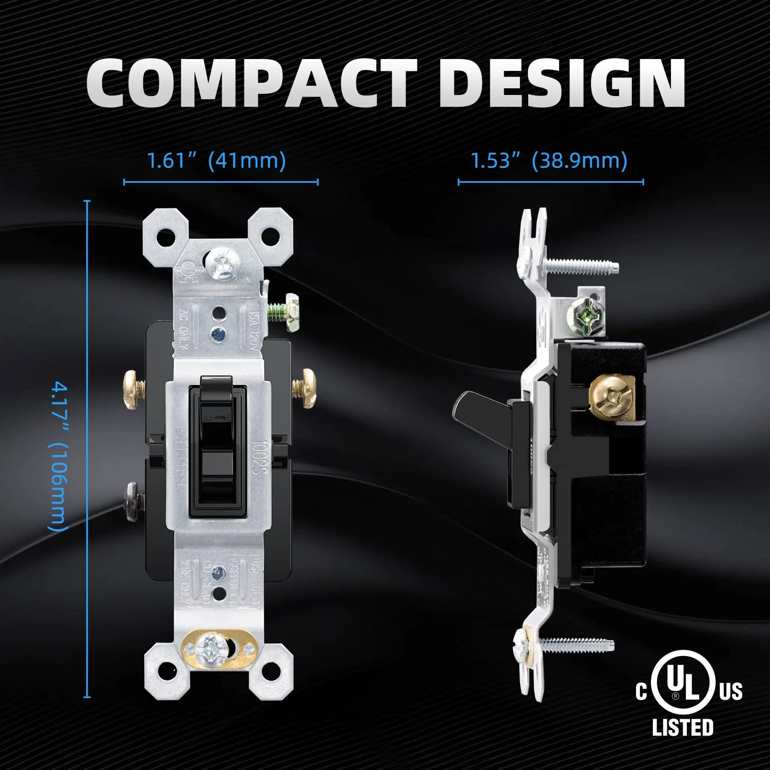 ELEGRP Standard Light Switch, Decorative Single Pole, Self-Grounding, 15A 120-277V, UL Certified, 10 Pack - Image 6