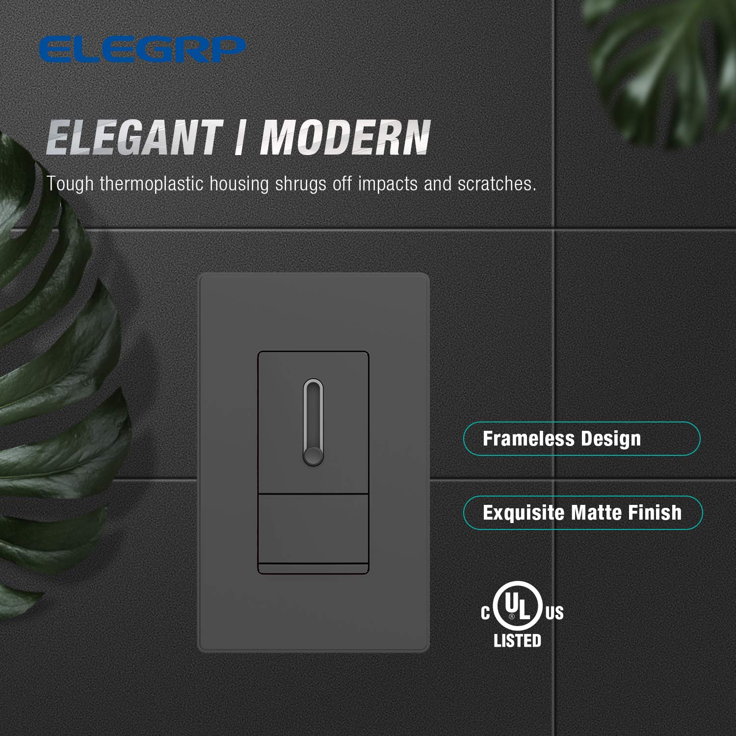 ELEGRP Slide Dimmer Switch, Single Pole or 3-Way, for LED, CFL, Incandescent Bulbs, Full Control with Preset, Rocker Paddle, Wall Plate Included - Image 11