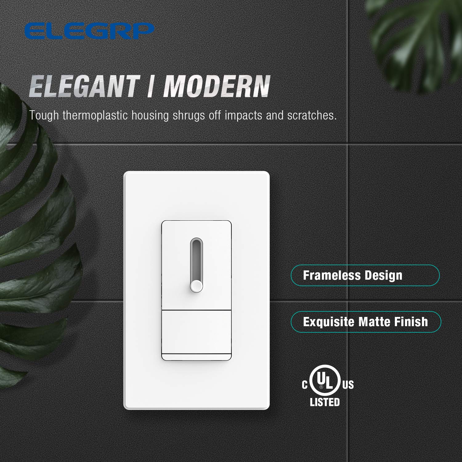 ELEGRP Slide Dimmer Switch, Single Pole or 3-Way, for LED, CFL, Incandescent Bulbs, Full Control with Preset, Rocker Paddle, Wall Plate Included - Image 15