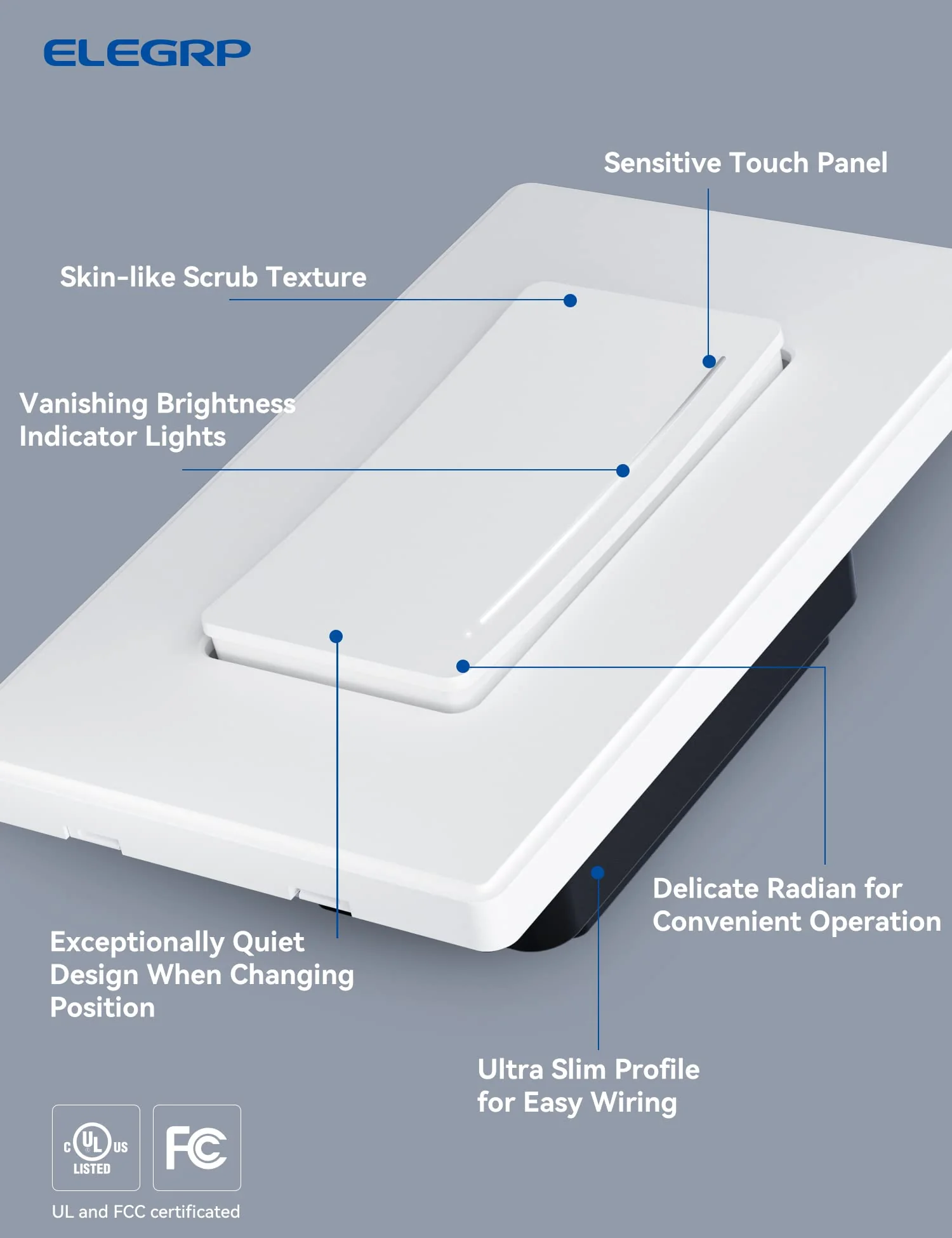 Wi-Fi Smart Touch Dimmer Switch with Hidden LED Indicator, Single Pole/3-Way - Image 5