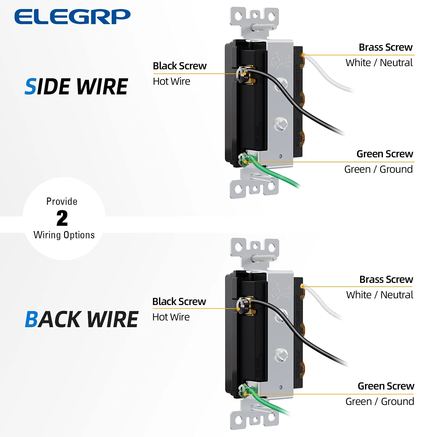 ELEGRP Combination Light Switch, 3 Single Pole Decorative Switches, 15A 125V, Wall Plate Included, Durable Thermoplastic, Easy Installation - Image 11