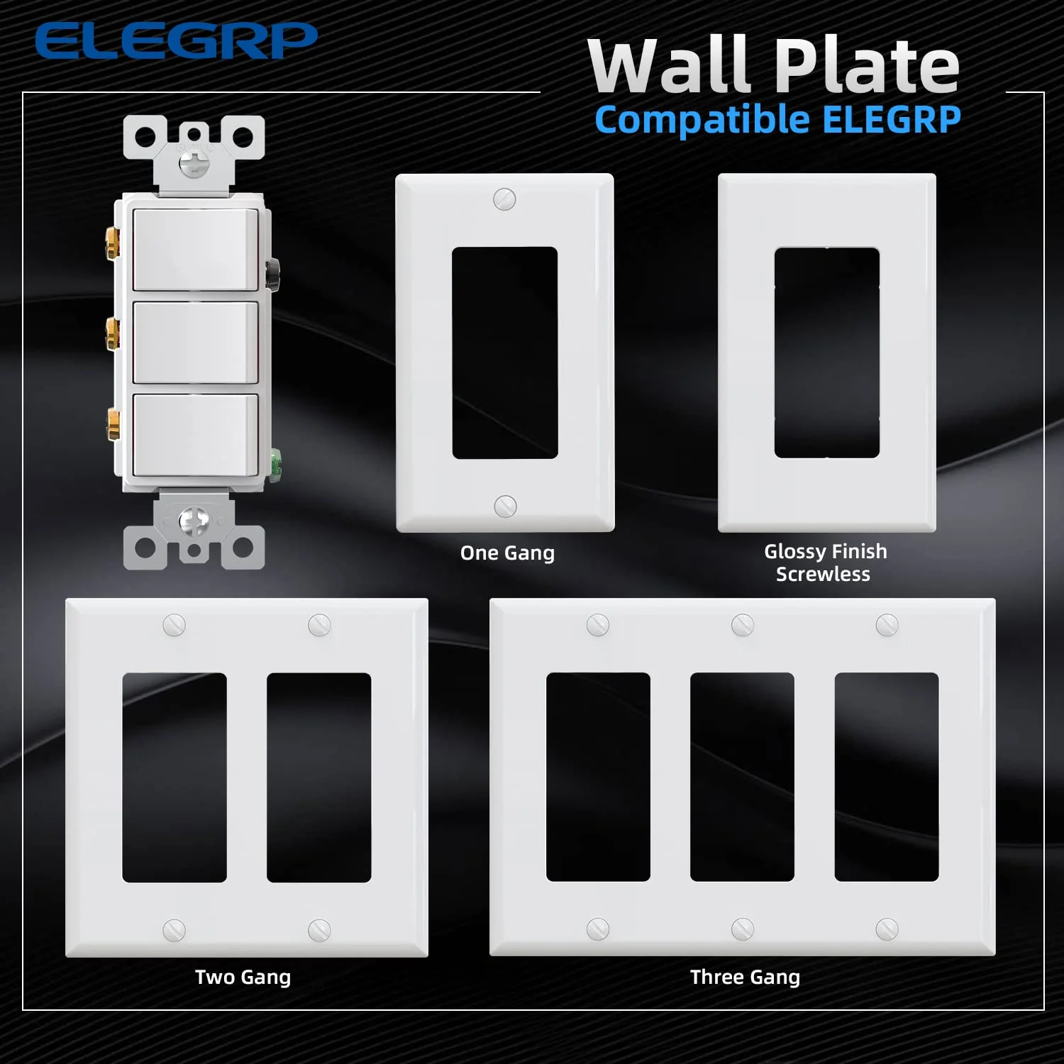 ELEGRP Combination Light Switch, 3 Single Pole Decorative Switches, 15A 125V, Wall Plate Included, Durable Thermoplastic, Easy Installation - Image 4