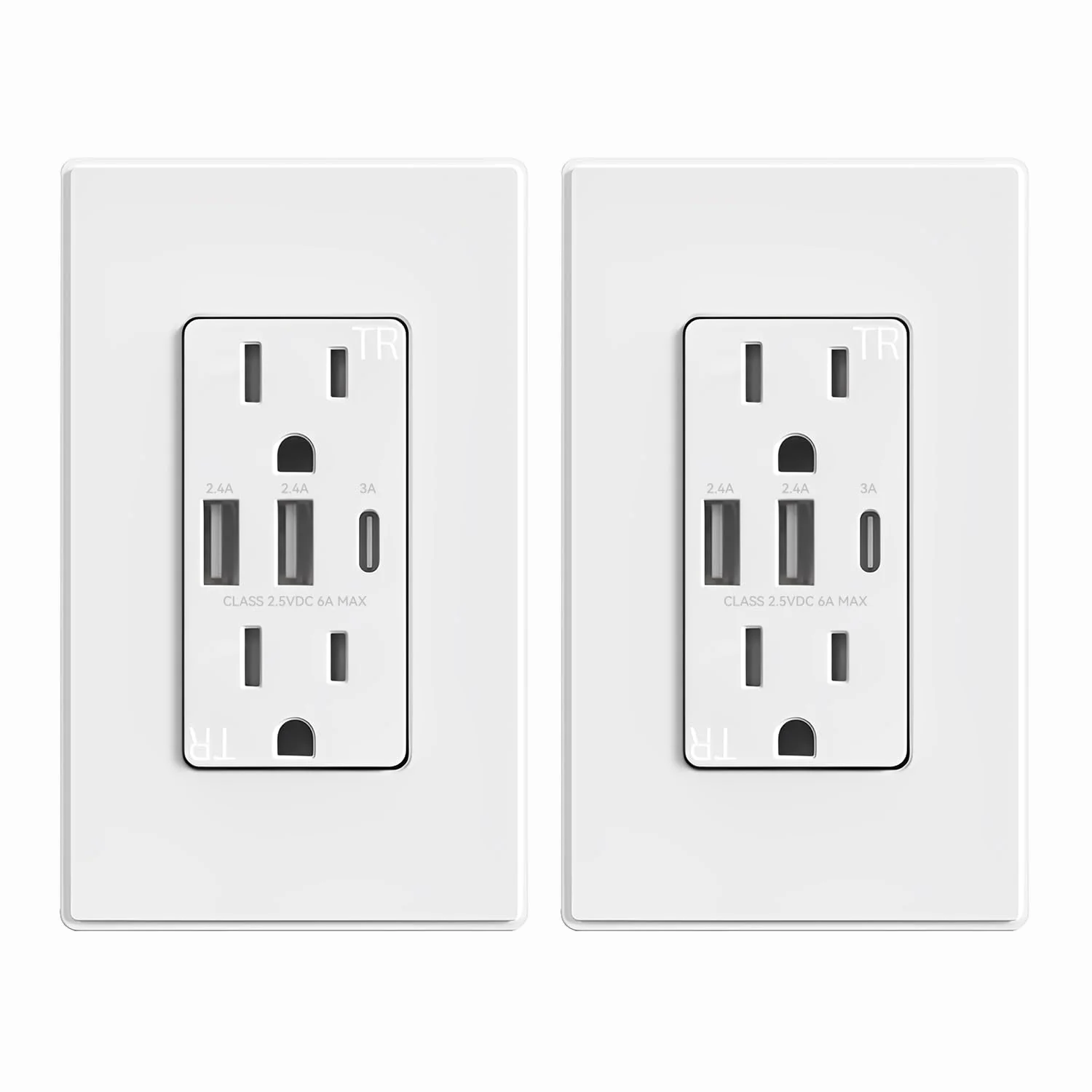 30W 6.0A Total Output USB Type A/A/C Outlet with 15A/20A, Tamper-Resistant Wall Outlet - Image 8