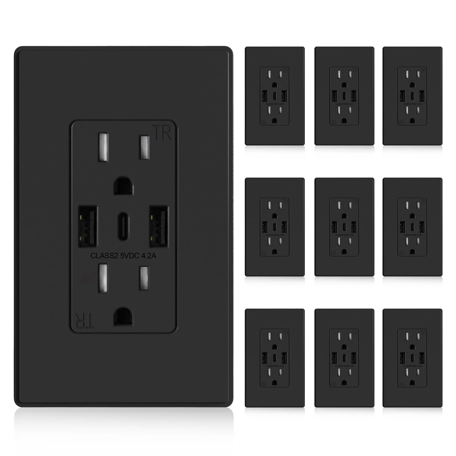 4.2A 5VDC Total Output USB Type A/A/C Outlet with 15A/20A, Tamper-Resistant Wall Outlet - Image 15