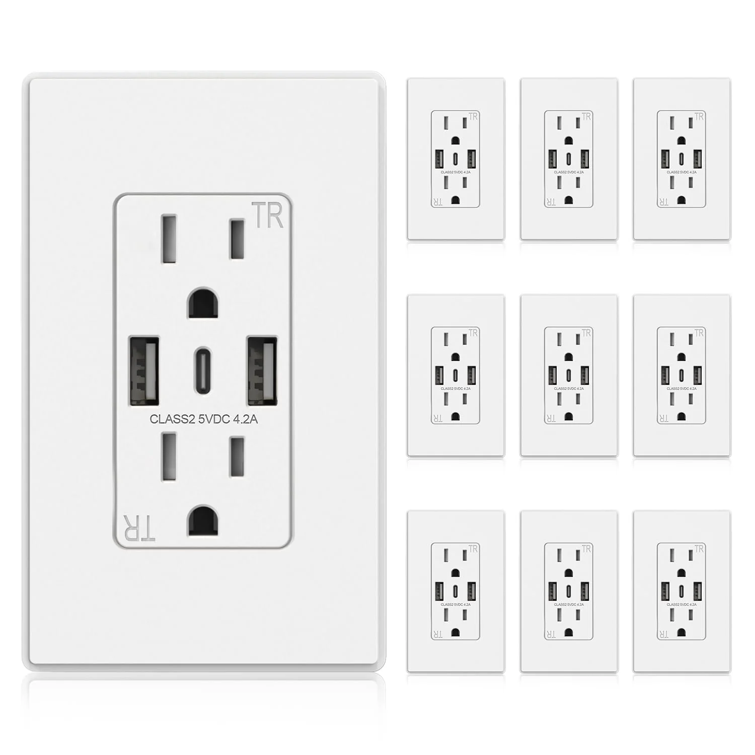 4.2A 5VDC Total Output USB Type A/A/C Outlet with 15A/20A, Tamper-Resistant Wall Outlet - Image 16