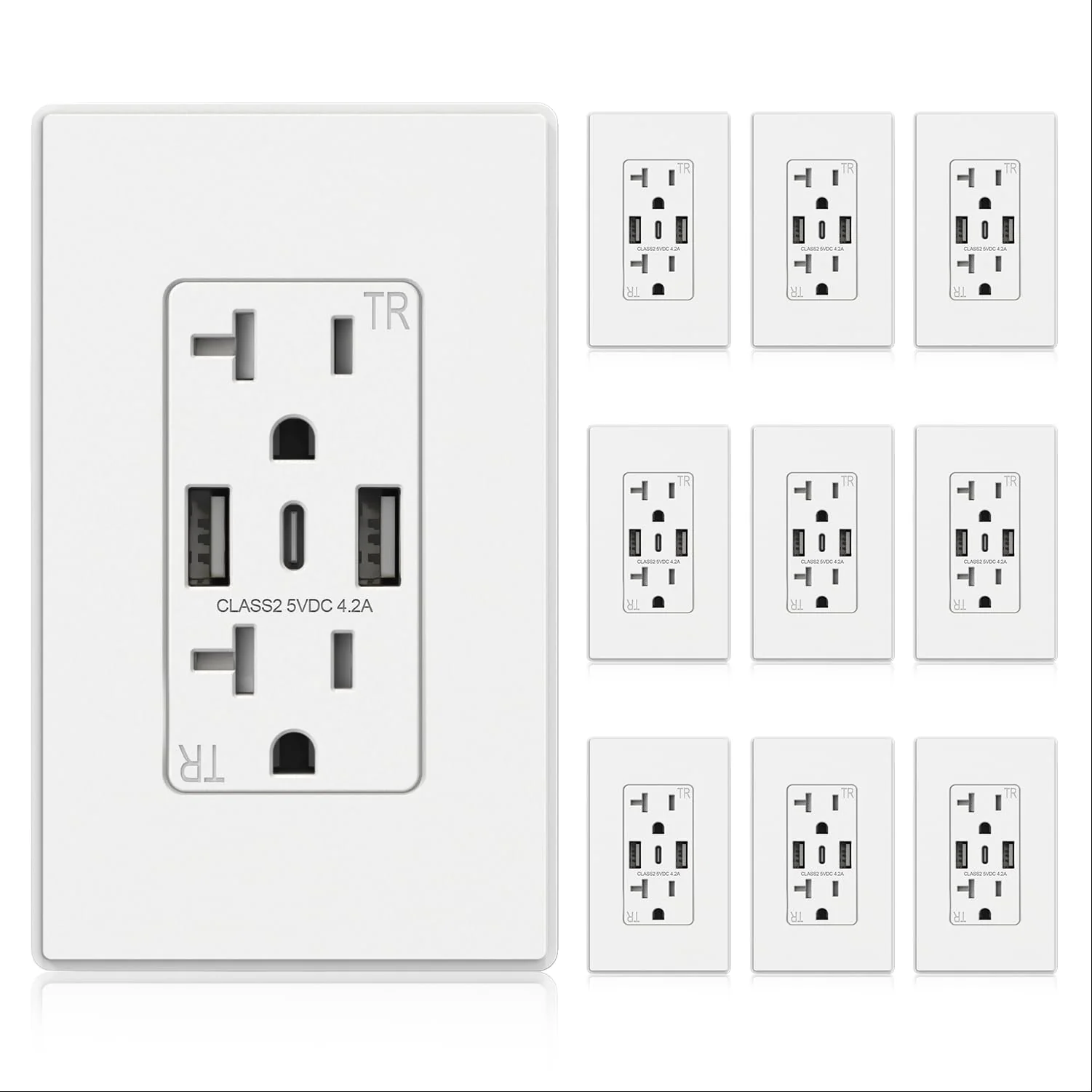 4.2A 5VDC Total Output USB Type A/A/C Outlet with 15A/20A, Tamper-Resistant Wall Outlet - Image 18