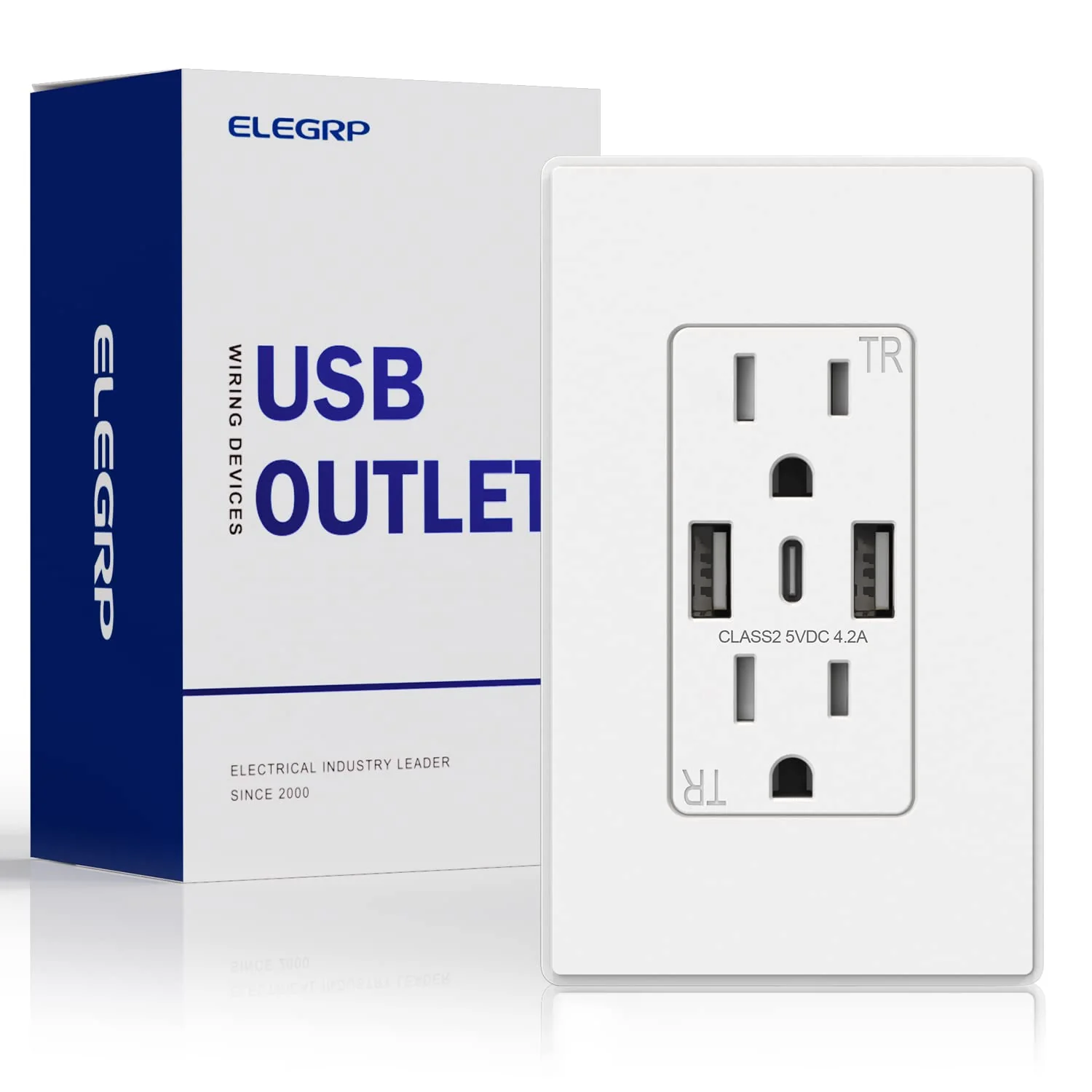 4.2A 5VDC Total Output USB Type A/A/C Outlet with 15A/20A, Tamper-Resistant Wall Outlet - Image 3