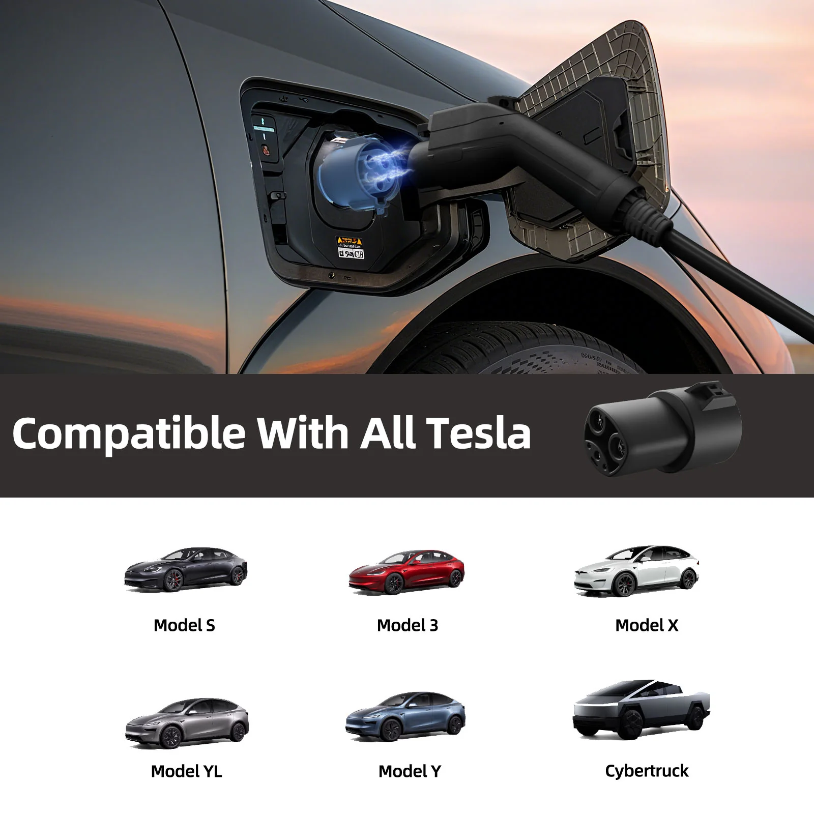 EV Charging Adapter 80A 250V AC, J1772 Charger to NACS Vehicle - Image 3