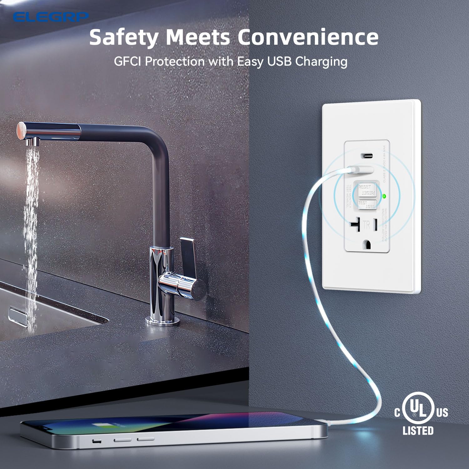 15A/20A 125V 24W, Tamper-Resistant GFCI Outlet with USB Type C/C Ports - Image 8