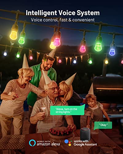 48FT Wi-Fi Smart RGB String Dimmable Lights, IP65 Waterproof - Image 5