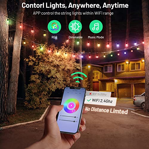 48FT/96FT Wi-Fi Smart String Dimmable Lights, IP65 Waterproof - Image 7
